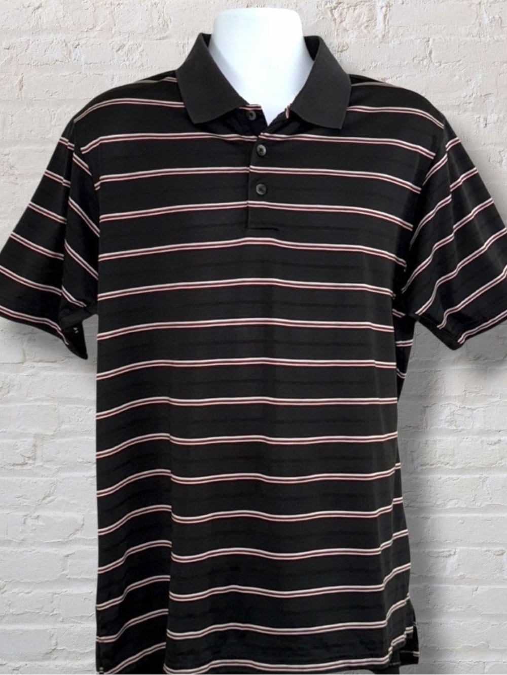 Adidas Golf ClimaCool Shirt Men’s Large Brown Red White Stripe Performance Polo
